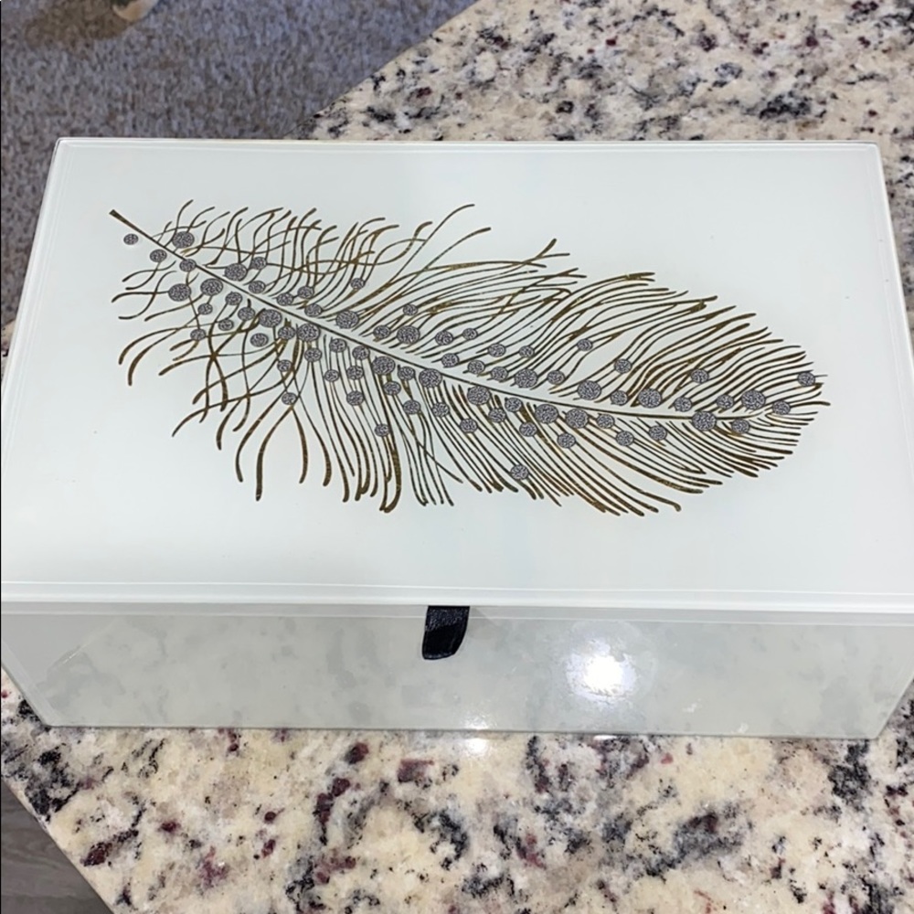 Jewelry box with feather painted on lid